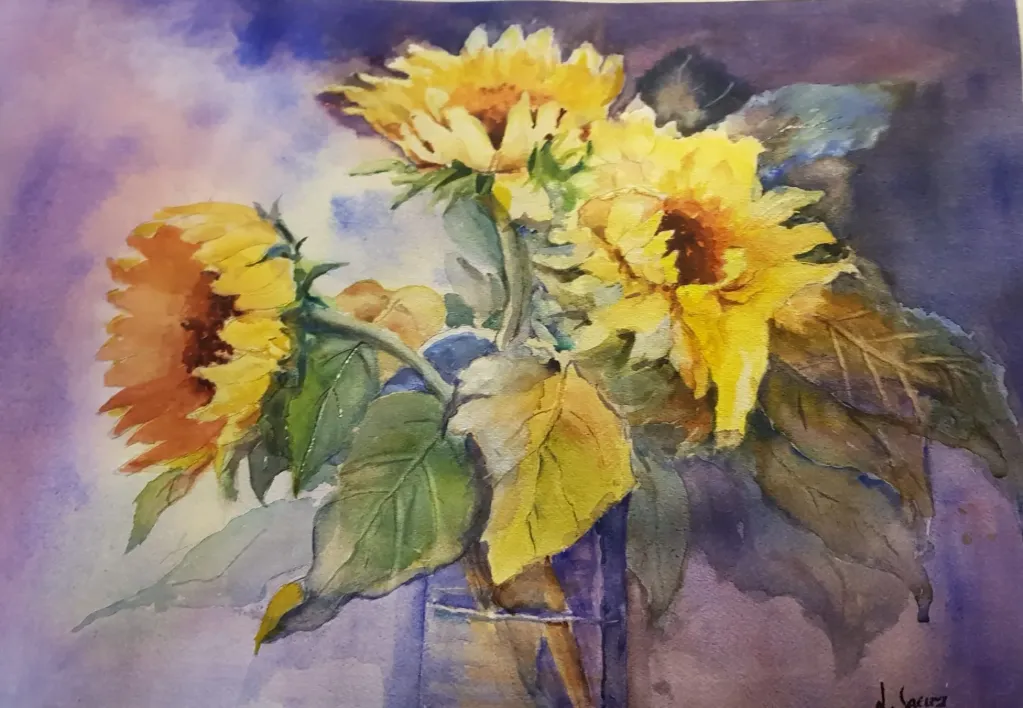 La magia de los girasoles en acuarela