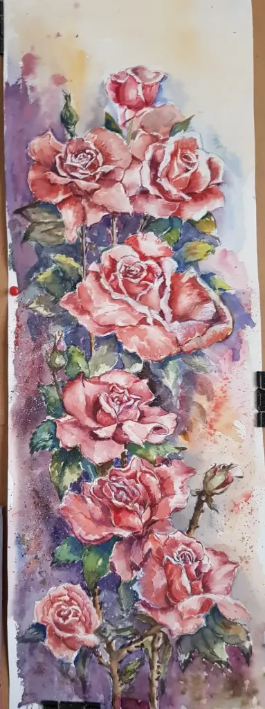 Rosas en acuarela: Un retrato floral de contrastes y emociones