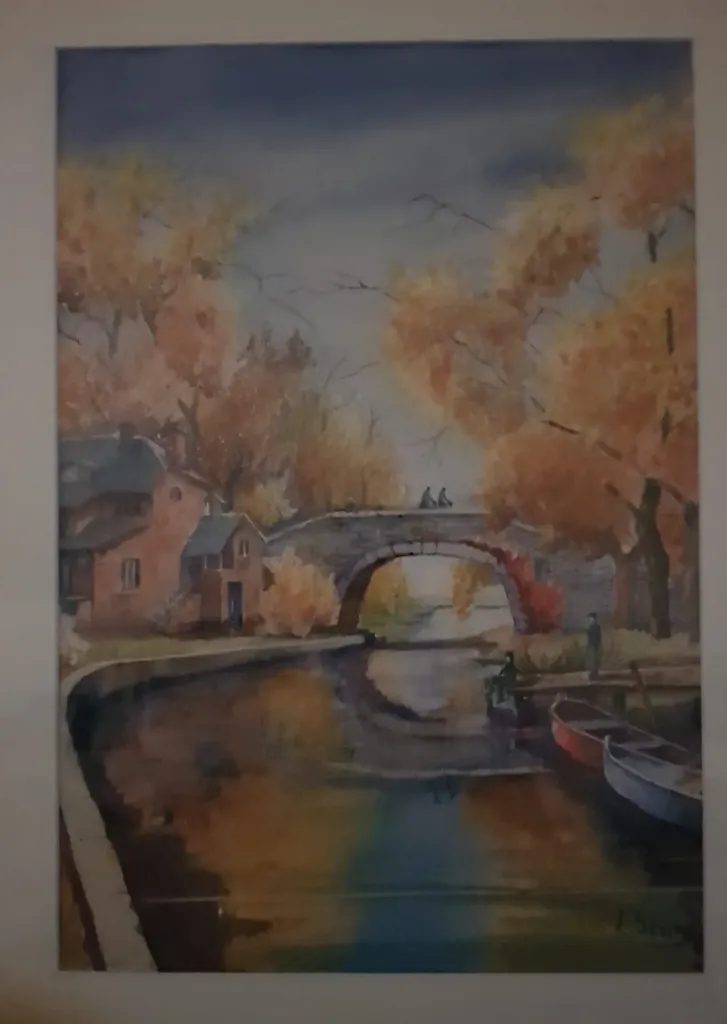 Refugio Otoñal: Un retrato de tranquilidad en acuarela