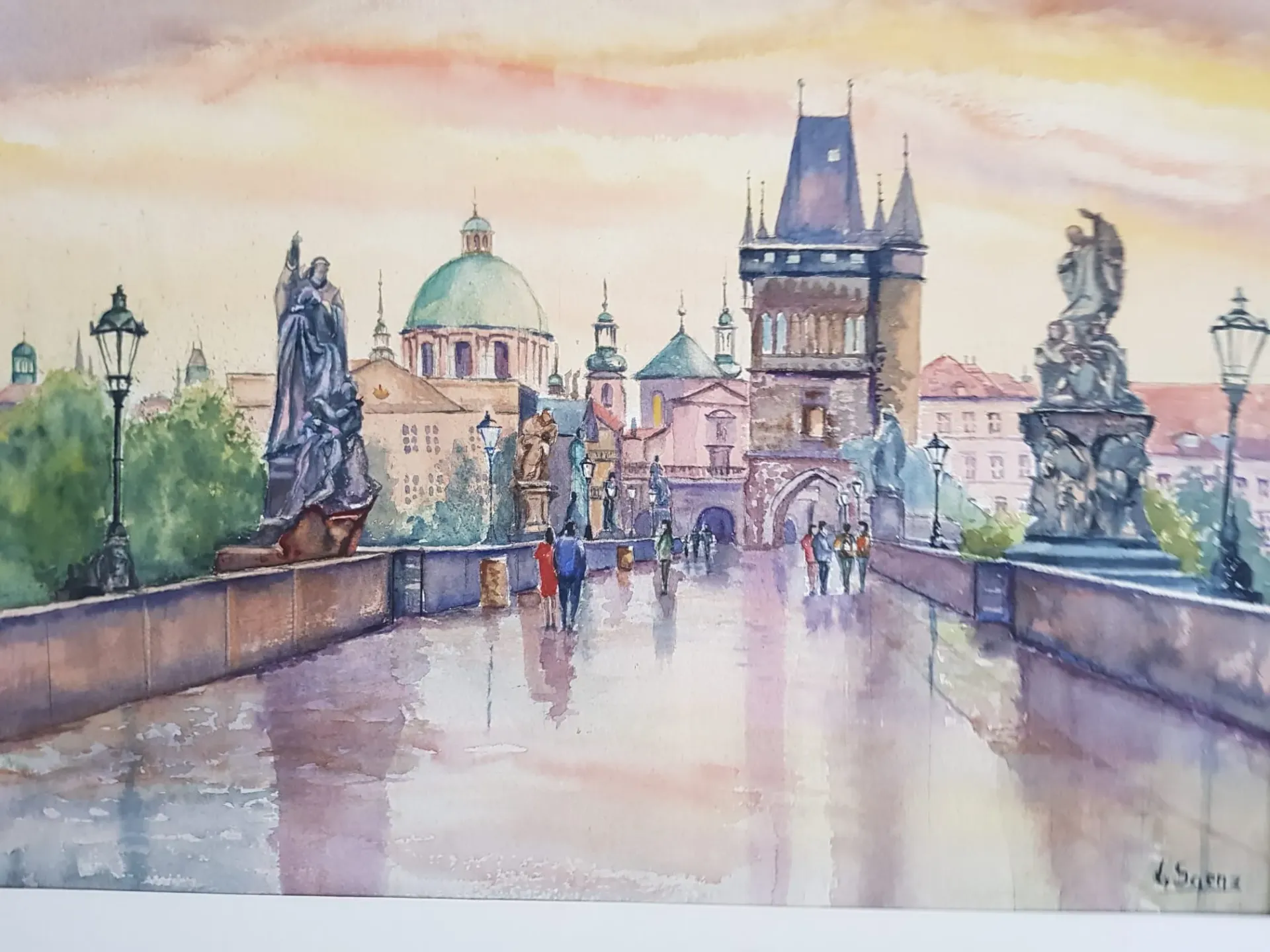 Un paseo al atardecer: La magia de Praga en acuarela.